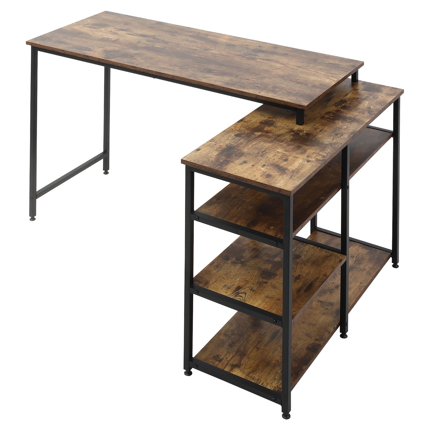 Hoekbureau – Hoekbureau Computerbureau – Bureau – Schrijftafel – L-vormig – Spaanplaat & Metaal – 135x90x79 cm – Met Opbergruimte