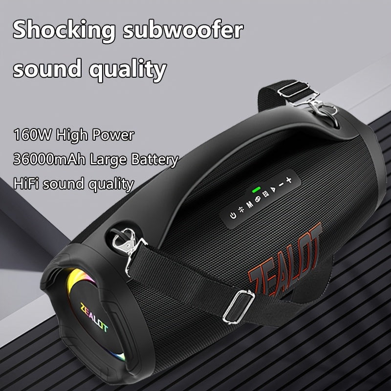Draagbare Bluetooth Speaker – Draadloze Speaker – Outdoor Speaker – Wireless Speaker – Party Speaker – 160W Krachtig Geluid – 60 Uur Batterijduur – IPX5 Waterbestendig – Snelladen – Zwarte Met Rode Accenten