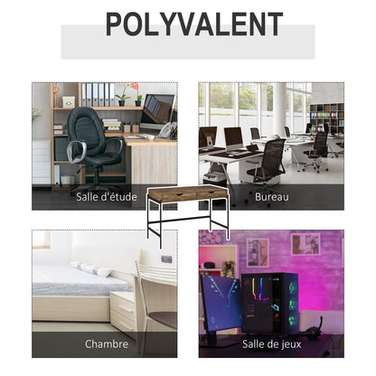 Industriële Bureau – Werktafel – Computertafel – Bureau Met Laden – Stijlvol Bureau – Groot Werkoppervlak 110x55 cm – Stevig Metalen Frame