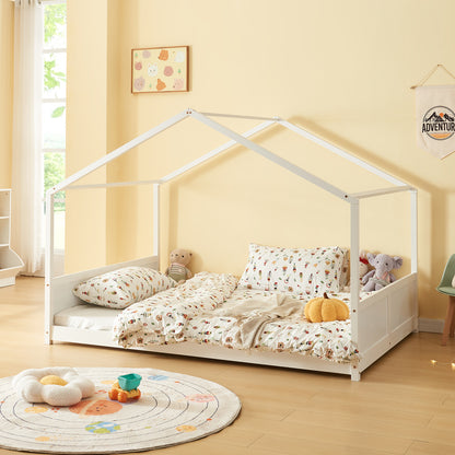 Huisbed - Kinderbed - Kinderbedje - Bedframe - Houten Bed - Kinderkamer – 120x200 cm – Duurzaam Vurenhout – Laag Ontwerp