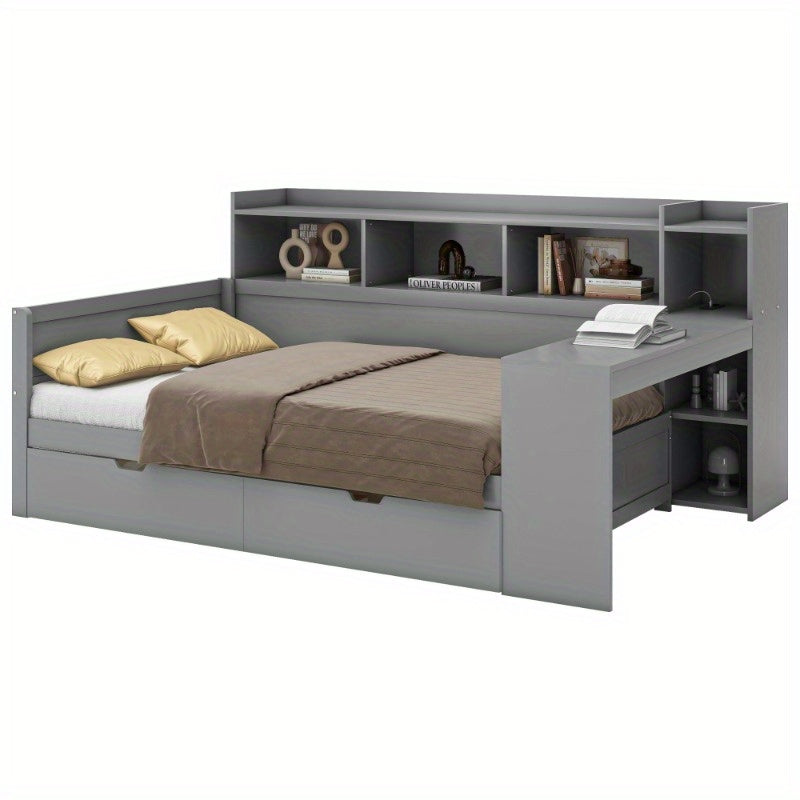 Slaapbank – Uitschuifbed – Daybed – Trundle Bed – Sofa Bed – Metaal – Met Opberglades – 90x200 cm – Ruimtebesparend Design