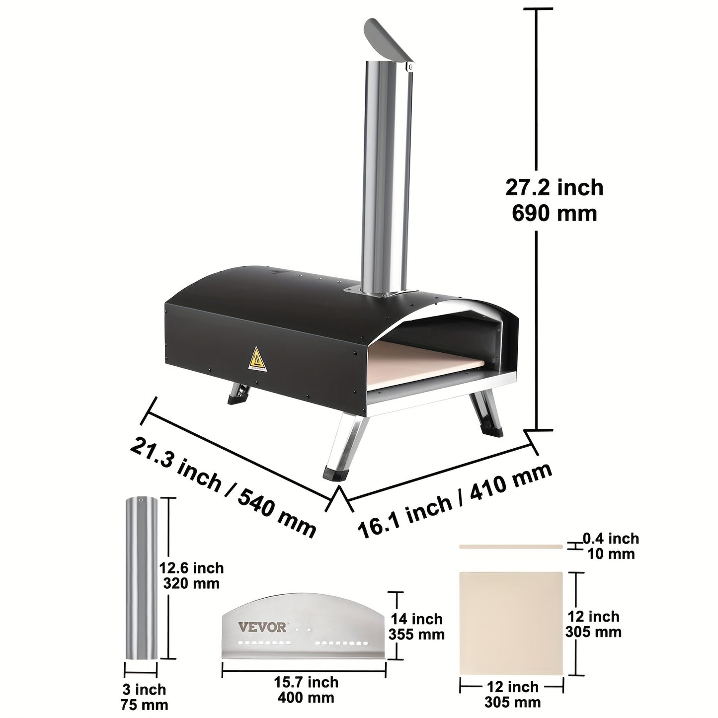 Pizzaoven – Draagbare Oven – Outdoor Oven – Roestvrijstalen Oven – Mini Oven – Zonder Elektriciteit – Compact & Lichtgewicht – Capaciteit 1-10L