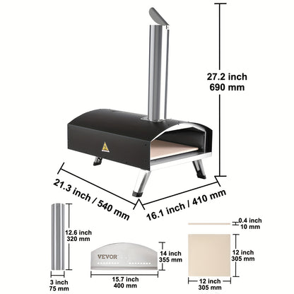 Pizzaoven – Draagbare Oven – Outdoor Oven – Roestvrijstalen Oven – Mini Oven – Zonder Elektriciteit – Compact & Lichtgewicht – Capaciteit 1-10L