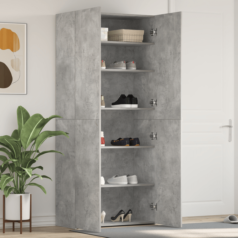Schoenenkast – Schoenenrek – Schoenenopberger – Schoenenkastje – Schoenenmeubel – Verticale Ruimtebesparing – Duurzaam Hardhout – Beton-Grijs
