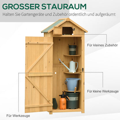 Tuinhuis – Berging – Tuinkast – Opslaghok – Tuinschuurtje – Compact Houten Tuinhuis – Met Metalen Dak – Ingebouwde Planken – 77x54x179 cm – Groen/Geel
