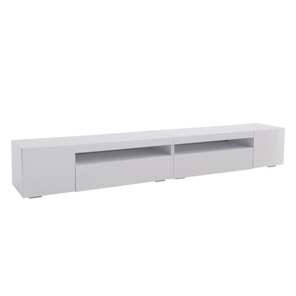 TV Meubel – TV Kast – TV Dressoir – Televisiekast – Mediameubel – Modern Design – Wit Glanzend Paneel 240 cm – MDF Houtfineer