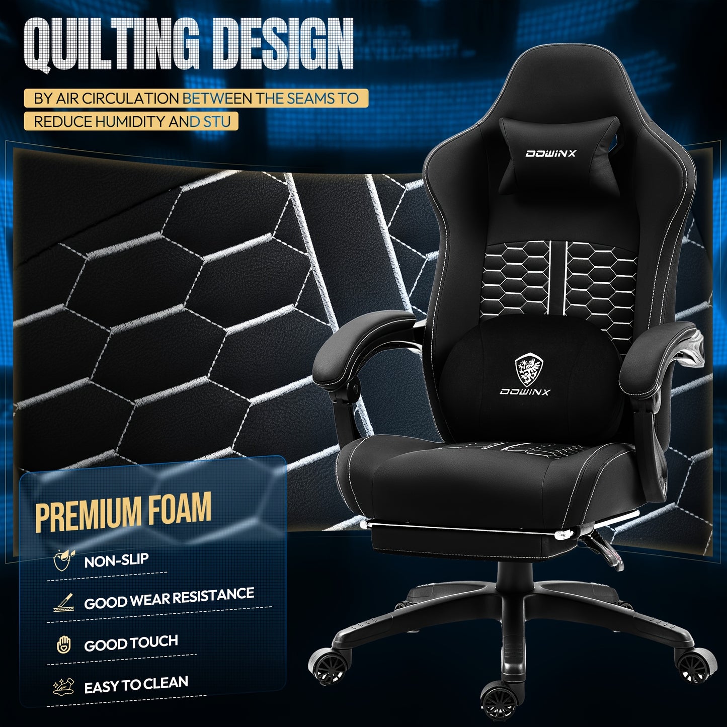 Gaming Chair with Lumbar Support, High-Quality Gaming Chair with Pocket Spring Seat Cushion and Footrest, Adult Gaming Chair, High-Back Computer Chair, Suitable for Office, Bedroom, and Gaming Scenarios