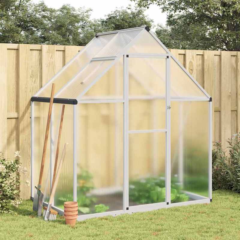 Aluminium Kas – Tuinkas – Plantenkas – Mini Kas – Buiten Kas – Silbern – Weerbestendig Aluminium Frame – 169x114x195 cm Met Fundering