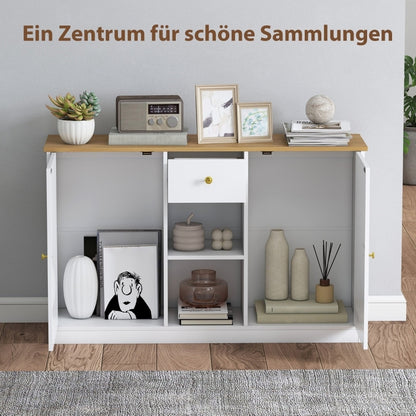 Dressoir – Opbergkast – Buffetkast – Ladekast – Wandkast – Wit – 120x35x75 cm – Stijlvol Met Gouden Grepen – Duurzaam Spaanplaat