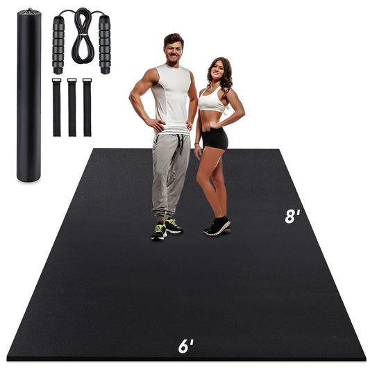 Trainingsmat – Fitnessmat – Oefenmat – Sportmat – Yogamat – Extra Groot 240x180 cm – 7 mm Dikke Duurzame PVC Mat Met Draagriemen En Opbergzakken