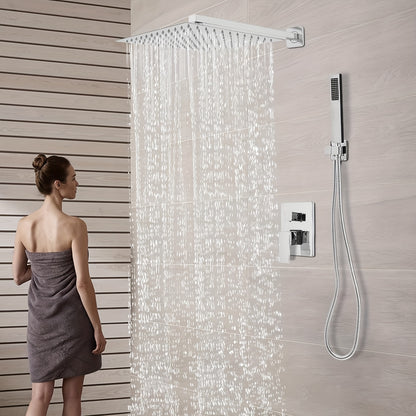 Doucheset – Regendouche – Douchekraan – Douchegarnituur – Handdouche – Wandgemonteerd – 30x30 cm Regendouche – Messing en RVS met Thermostaatkraan