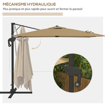 Zweefparasol – Hangparasol – Tuinparasol – Terrasparasol – Parasoldoek – 360° Draaibaar Met Hydraulisch Systeem – UV-bestendig Polyester 3x2,6m Met Aluminium Frame