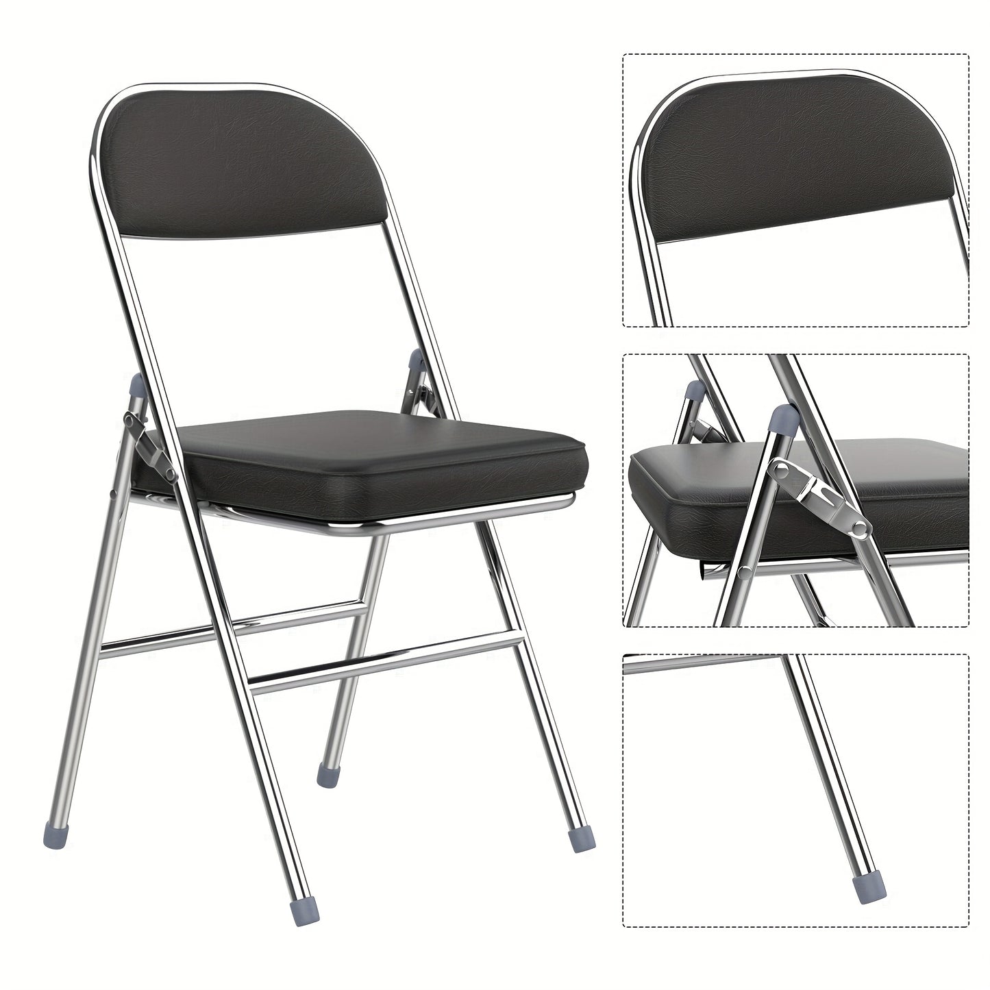Klapstoel – Vouwstoel – Opvouwbare Stoel – Eetkamerstoel – Conferentiestoel – PU Leren Bekleding – Stevig Metalen Frame