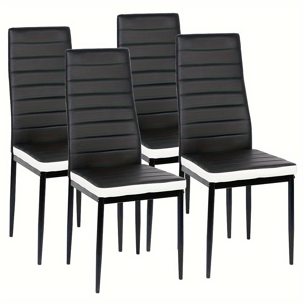 Stoel – Eetkamerstoel – Bureaustoel – Fauteuil – Klapstoel – PU Kunstleer – Hoge Rugleuning – Metalen Frame – Ergonomisch – Set van 4 – Stapelbaar – Makkelijk Schoon Te Maken
