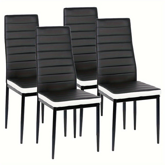 Stoel – Eetkamerstoel – Bureaustoel – Fauteuil – Klapstoel – PU Kunstleer – Hoge Rugleuning – Metalen Frame – Ergonomisch – Set van 4 – Stapelbaar – Makkelijk Schoon Te Maken