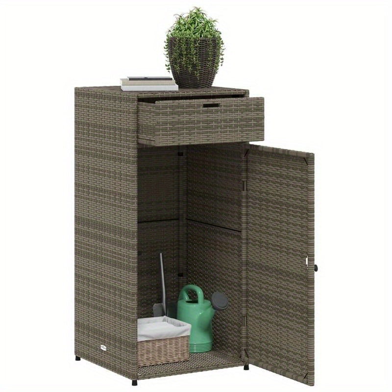 Garden Cabinet 55X55X111 Cm Made of Gray Poly Rattan, Box, Cabinet, Rack for Outdoor Storage