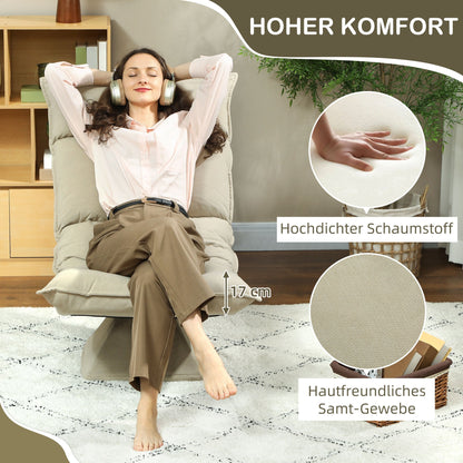 vloerstol – vloerstoel – zitzak – lounge stoel – zitzak stoel – 5-standen verstelbare rugleuning – draaibaar zitvlak – beige