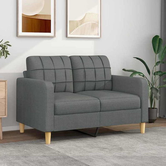 Slaapbank – 2-zitsbank – Logeerbed – Sofa – Bedbank – Donkergrijze Stof – Lichtgewicht Hardhouten Frame – Compact 120 cm Breed