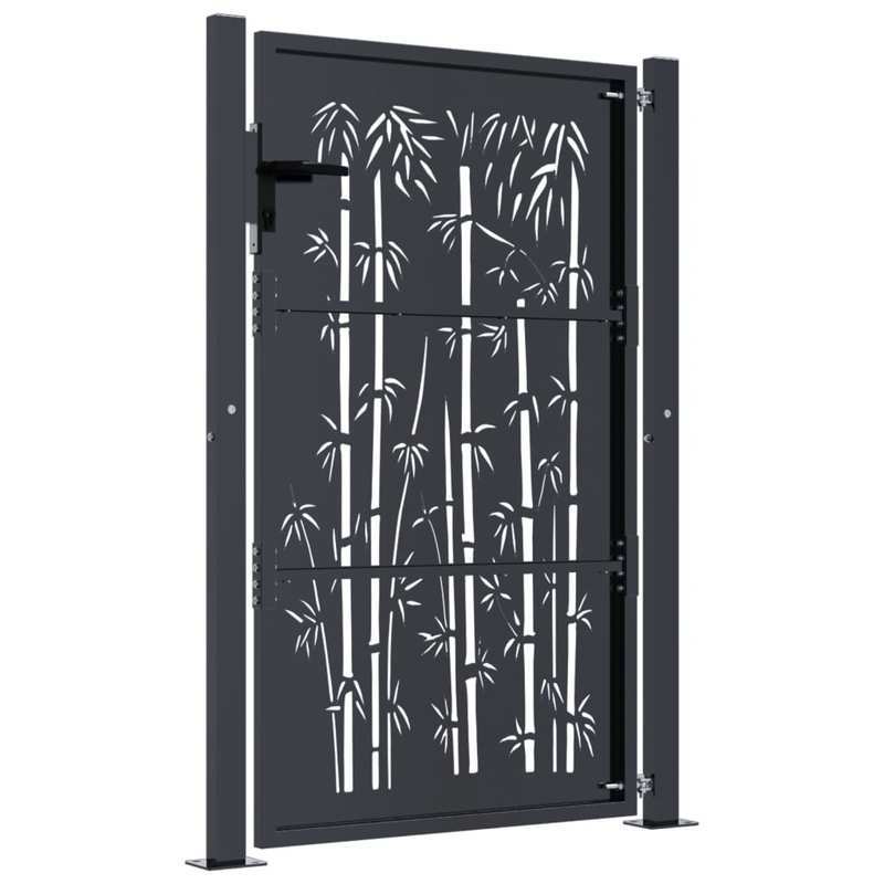 Poort – Tuinafscheiding – Tuintuinpoort – Hek – Bamboe Poort – Antraciet Kleur – Duurzaam Staal – Afmetingen 105x155 cm