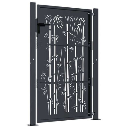 Poort – Tuinafscheiding – Tuintuinpoort – Hek – Bamboe Poort – Antraciet Kleur – Duurzaam Staal – Afmetingen 105x155 cm