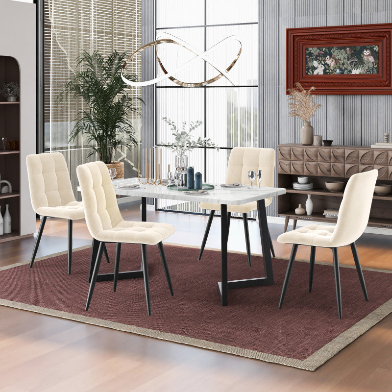 Eetkamerstoel – Stoel – Designstoel – Kuipstoel – Vintage stoel – Set van 4 – Antique White – Met Metalen Frame – Comfortabele Gestoffeerde Zitting