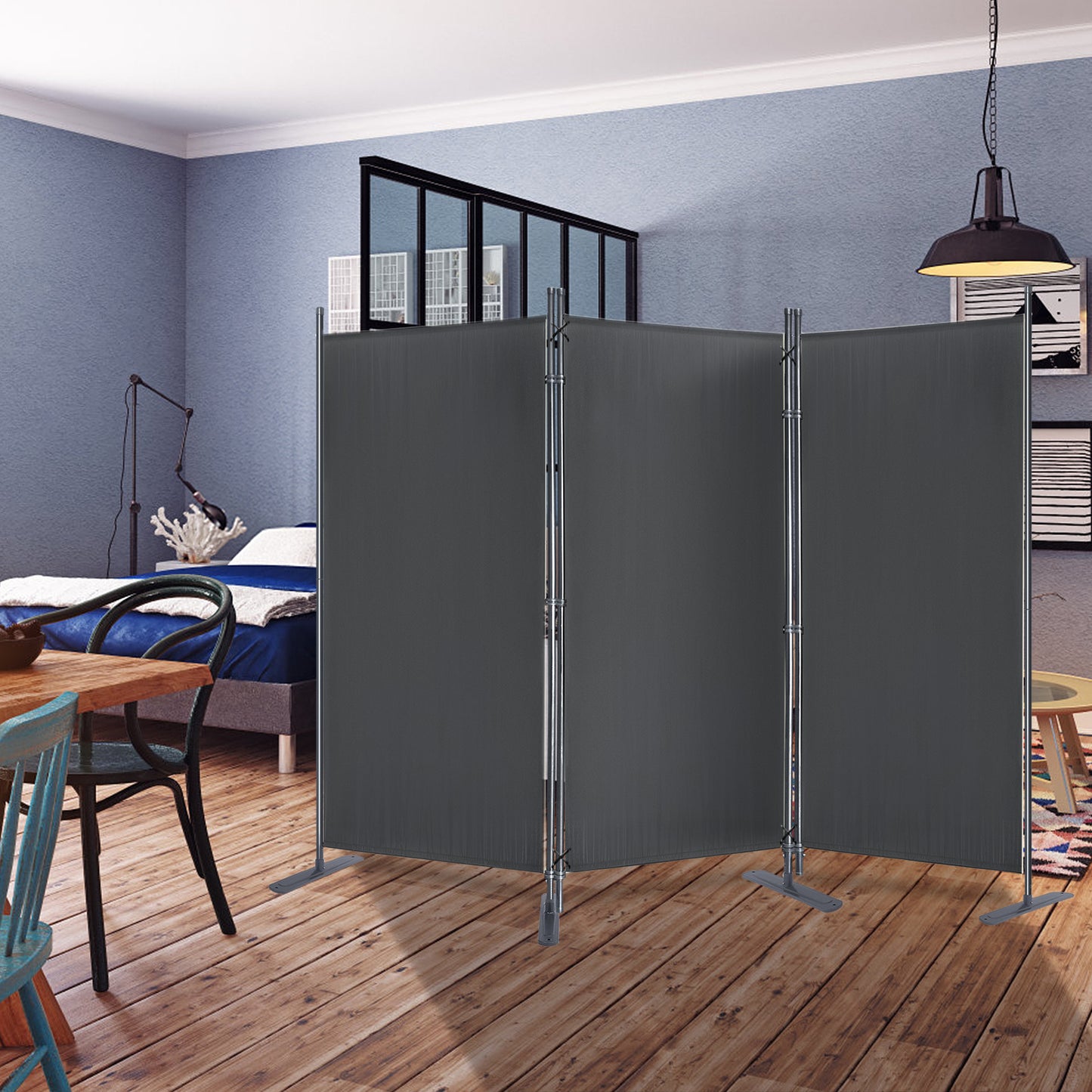 Vouwscherm – Kamerscherm – Paravent – Ruimteverdeler – Privacy Scherm – 3 Delig Antraciet – 275x180 cm – Stevig Metalen Frame – Weerbestendig Polyester