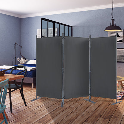 Vouwscherm – Kamerscherm – Paravent – Ruimteverdeler – Privacy Scherm – 3 Delig Antraciet – 275x180 cm – Stevig Metalen Frame – Weerbestendig Polyester