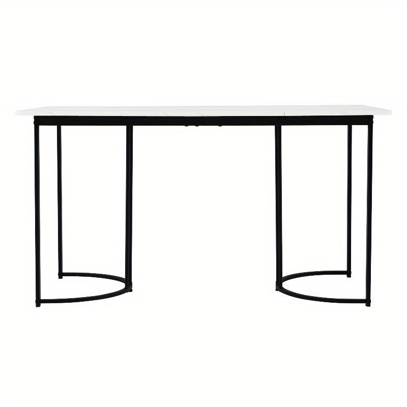 Modern Marmeren Eettafel – Keukentafel – Tafel – Dinertafel – Restauranttafel – Verstelbare Poten – Metalen Frame 140x80cm – Wit Zwart