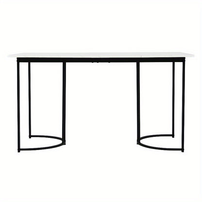 Modern Marmeren Eettafel – Keukentafel – Tafel – Dinertafel – Restauranttafel – Verstelbare Poten – Metalen Frame 140x80cm – Wit Zwart