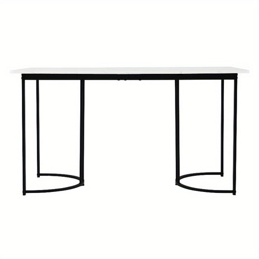 Modern Marmeren Eettafel – Keukentafel – Tafel – Dinertafel – Restauranttafel – Verstelbare Poten – Metalen Frame 140x80cm – Wit Zwart