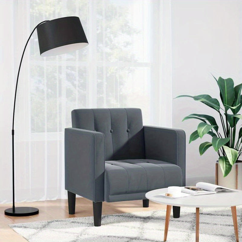 Bureaustoel – Fauteuil – Computerstoel – Kantoorstoel – Thuiswerkstoel – Donkergrijs Fluweel – Memory Foam Zitting – Stevig Hardhouten Frame