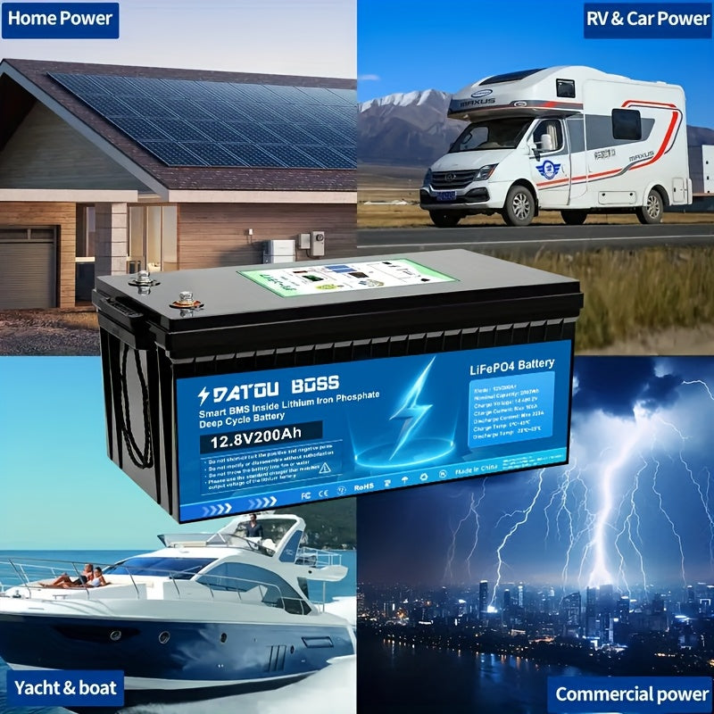 Lithium Accu – Lithium Batterij – LiFePO4 Accu – 12V 200Ah Batterij – Deep Cycle Accu – Langdurige Levensduur tot 15.000 Cycli – Snel Opladen & Veilig Met BMS