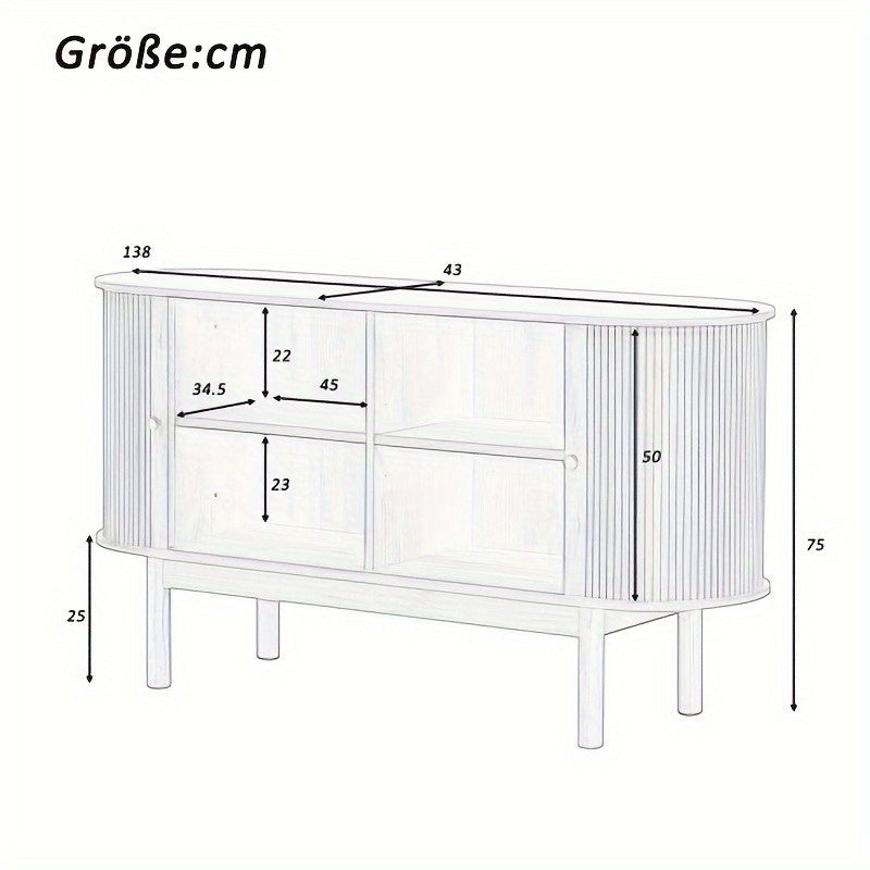 Dressoir – Buffetkast – Sideboard – Opbergkast – Tv-meubel – Modern Minimalistisch – Schuifdeuren – Ruimtebesparend – Vrijstaand – Beige Houtkleur