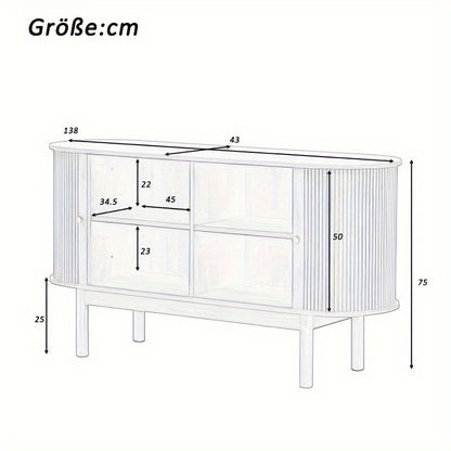 Dressoir – Buffetkast – Sideboard – Opbergkast – Tv-meubel – Modern Minimalistisch – Schuifdeuren – Ruimtebesparend – Vrijstaand – Beige Houtkleur