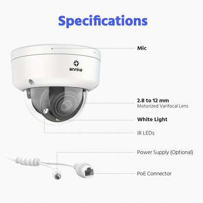 Beveiligingscamera – IP Camera – Surveillance Camera – Turret Camera – CCTV Camera – 8MP Ultra HD 4K Resolutie – 4x Optische Zoom Met Kleurennachtzicht