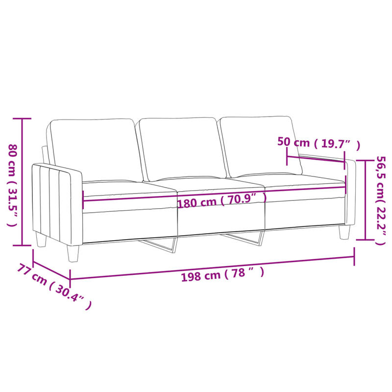 3-zitsbank – Sofa – Zitbank – Bankstel – Loungebank – Zacht Roze – Fluweel Bekleding – Stevig Houten Frame – 180 cm Breed