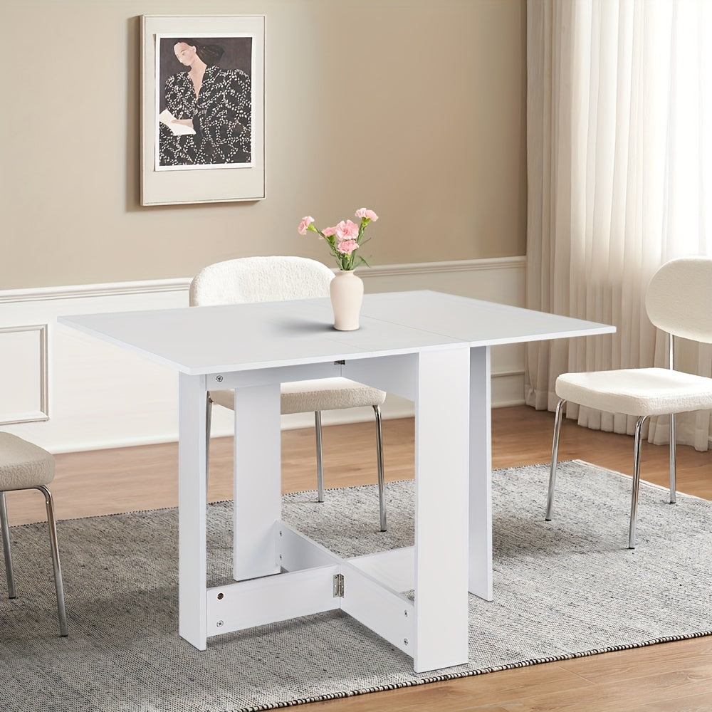 Modern Space-Saving Dining Table for 2-6 People | White Rounded Edge Design | Compact Apartment Kitchen Island Table | 103x76x73cm | Easy Assembly Included, Quality Construction, Table for Living Room