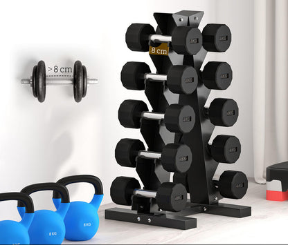 Halterschijfrek – Dumbbellrek – Gewichtenrek – Halterrek – Opbergrek – Stalen Frame – Stevig En Compact – Capaciteit 100 Kg – 5 Niveaus – Zwart 66x35x33 cm