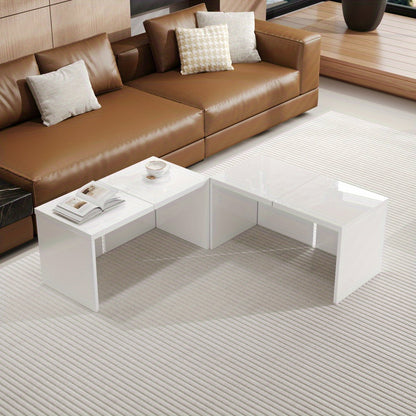 Coffee table, DIY coffee table, High-gloss table top, Free combination, The collection consists of four small tables with dimensions of 81 x 81 x 40cm to satisfy your DIY pleasure and enhance your life!
