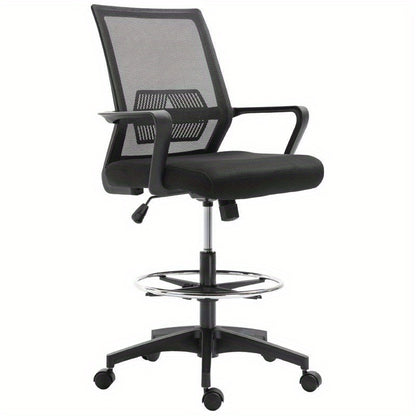 Ergonomische Bureaustoel – Comfortabele Kantoorstoel – Werkstoel – Bureaustoel Verstelbaar – Draaistoel – Lendensteun – Handmatige Hoogteverstelling – Aluminium Frame – Zwenkwieltjes Voor Harde Vloeren
