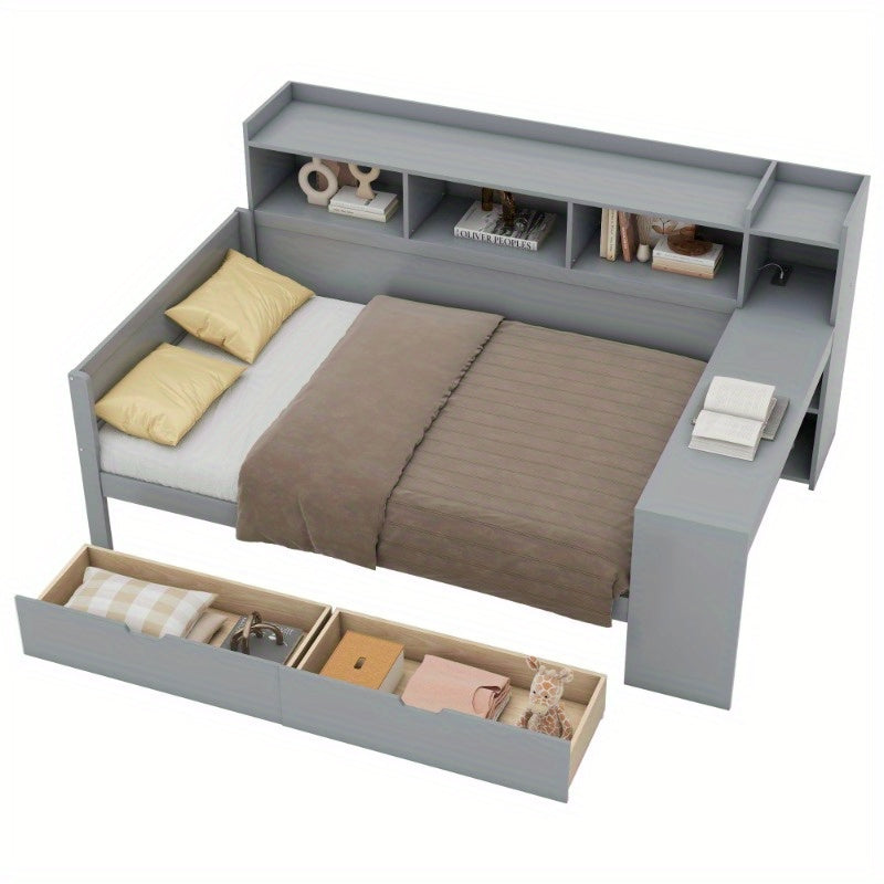 Slaapbank – Uitschuifbed – Daybed – Trundle Bed – Sofa Bed – Metaal – Met Opberglades – 90x200 cm – Ruimtebesparend Design