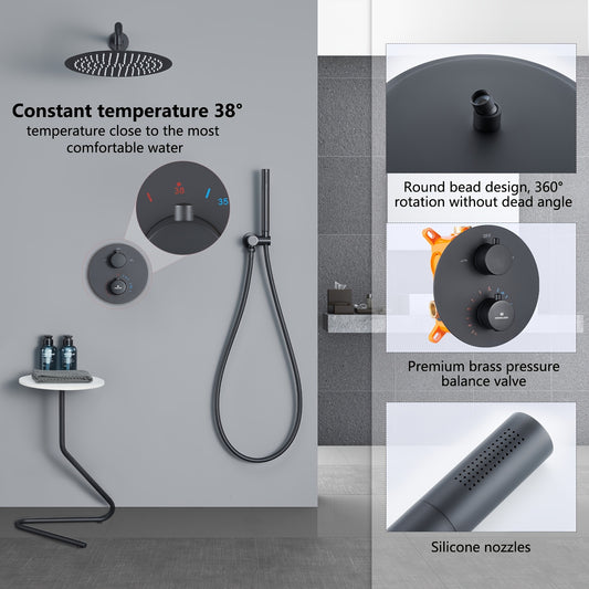 Concealed shower set with shower head for bathtub and shower system