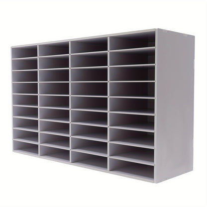 36-vaks PVC Opbergkast – Documenten Organizer – Archiefkast – Bureauhouder – Folderhouder – Wit – Stevig PVC Met Vilten Binnenkant – Compact Modern Design 100x30x61 cm