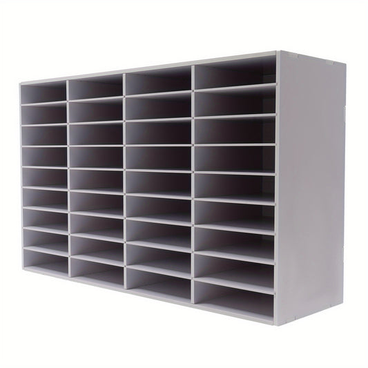 36-vaks PVC Opbergkast – Documenten Organizer – Archiefkast – Bureauhouder – Folderhouder – Wit – Stevig PVC Met Vilten Binnenkant – Compact Modern Design 100x30x61 cm