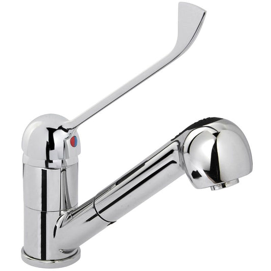 Stainless Steel Kitchen Faucet with Pull-Out Shower Head, 230 mm Height - Hendi 810255