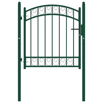 Groene Metalen Tuinpoort – Tuinhek – Toegangspoort – Erfpoort – Opritpoort – Boogvormig Ontwerp – 100 x 100 cm – Weerbestendig Staal Met Slot