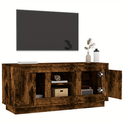 Tv-meubel – Tv-kast – TV-standaard – Entertainmentmeubel – Mediameubel – Smokey Eiken – 102x35x45 cm – Hoogwaardig Gefineerd Hout