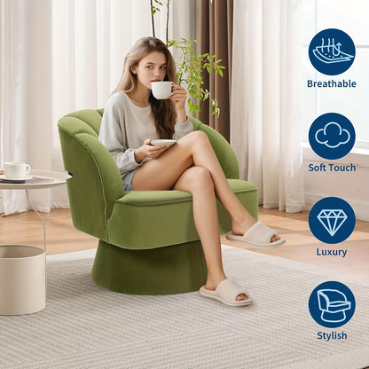 Draaifauteuil – Lounge Stoel – Fauteuil – Leunstoel – Relaxstoel – Groen Velvet – 360° Draaibaar – Ergonomische Wingback Rugleuning