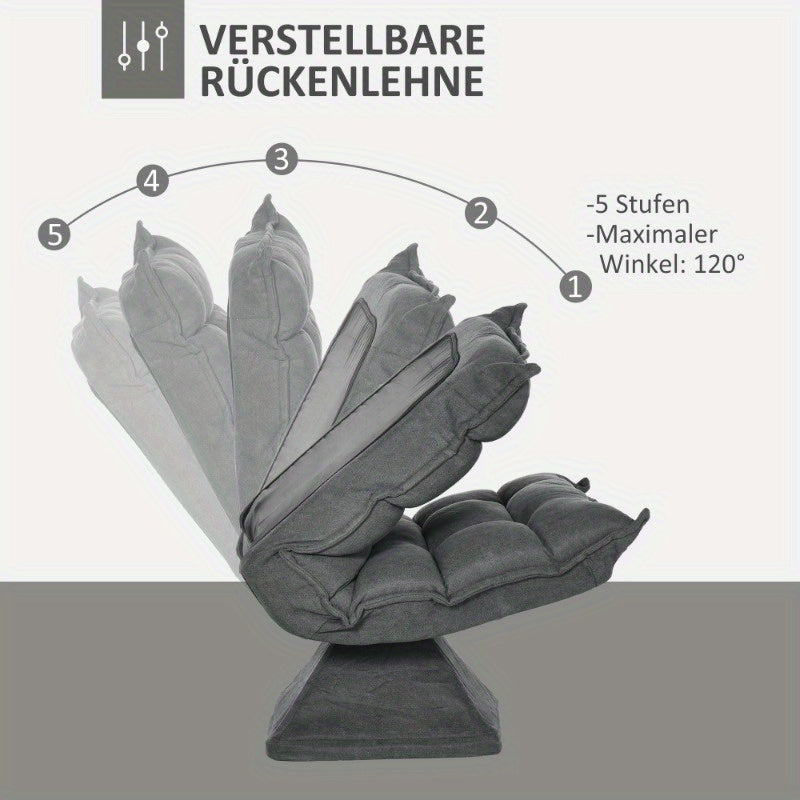 Vloerstoel – Zitzak Stoel – Relaxfauteuil – Lounge Chair – Zitkussen – Verstelbare Rugleuning – Grijs Microvezel – Comfortabel & Modern