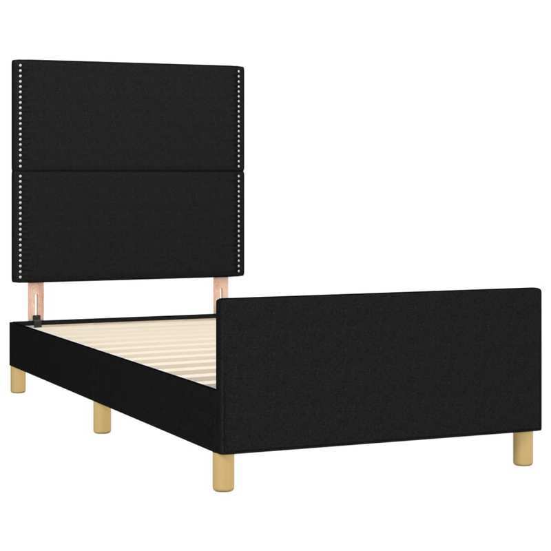 Bed frame without Mattress Black 80x200cm Tissue Practical, removable, suitable for all seasons, Bedroom Furniture, Spacesaving Bed, Stylish Bed Frame, Modern Bedroom, Easy Assembly, Wooden Frame, Simple Bed, Slatted Base, Ap